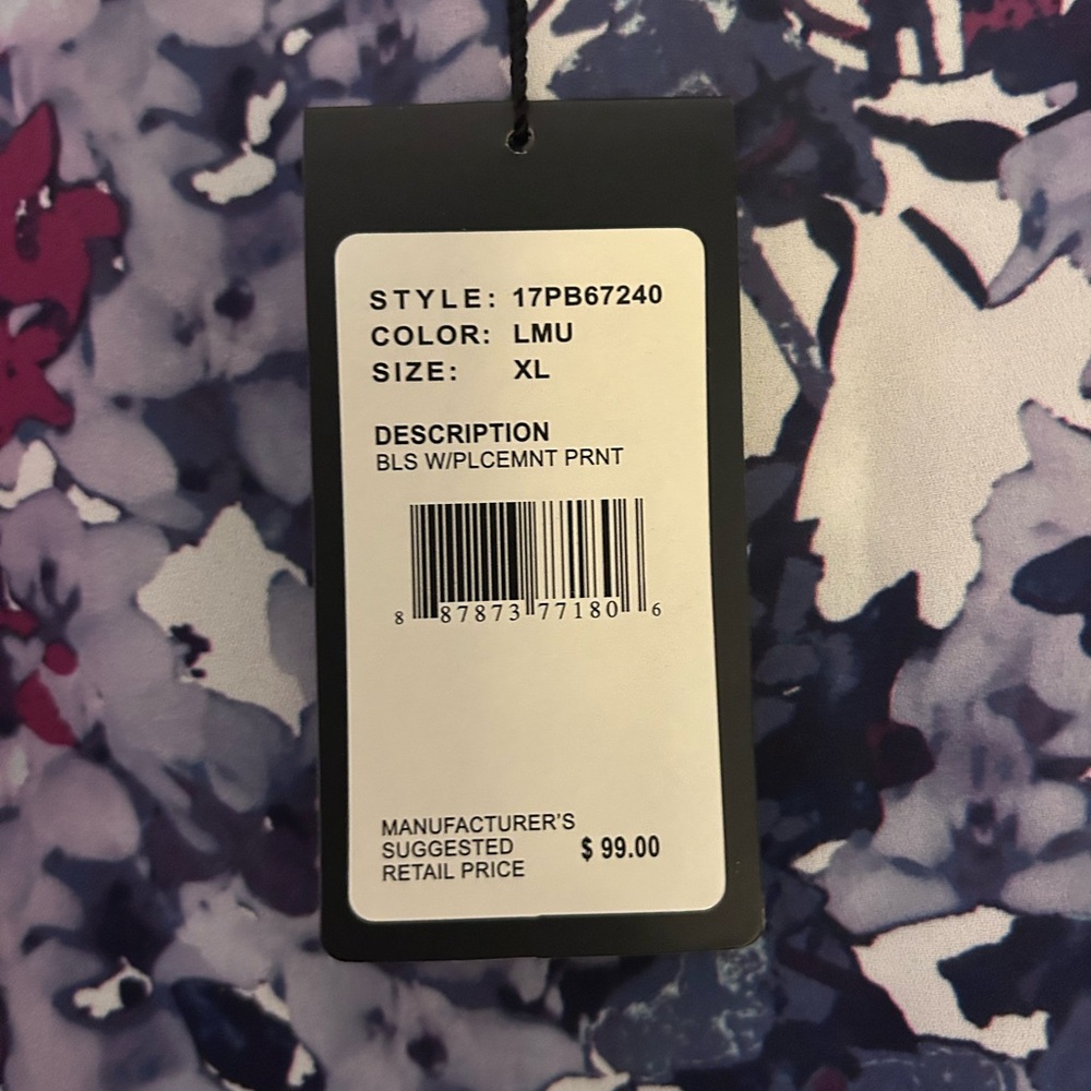 Adrianna Papell Sheer Floral Blouse - Sz Xl - Picture 5 of 8
